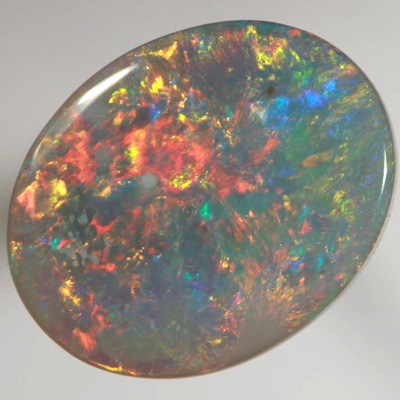 SOLID SEMI BLACK OPAL Top quality. Floral Harlequin pattern, neon orange and yellow with red SEE VIDEO  
